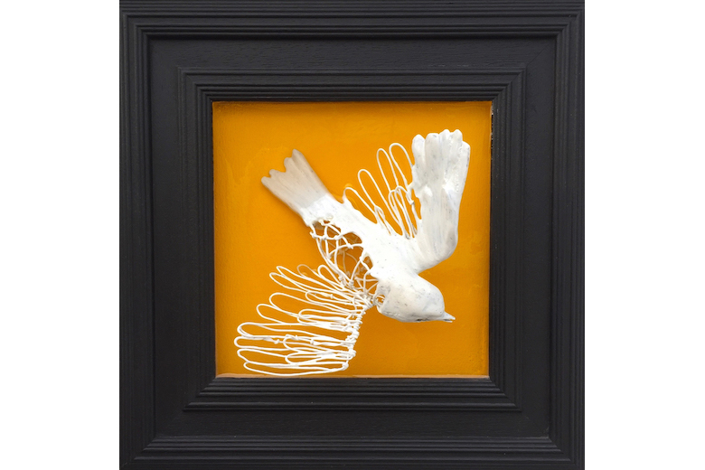 Wire and plaster set in resin